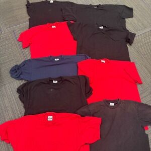 Pro Club Heavyweight XL TShirt Mens Crewneck Solid Red Black Blank Tees Lot of 9